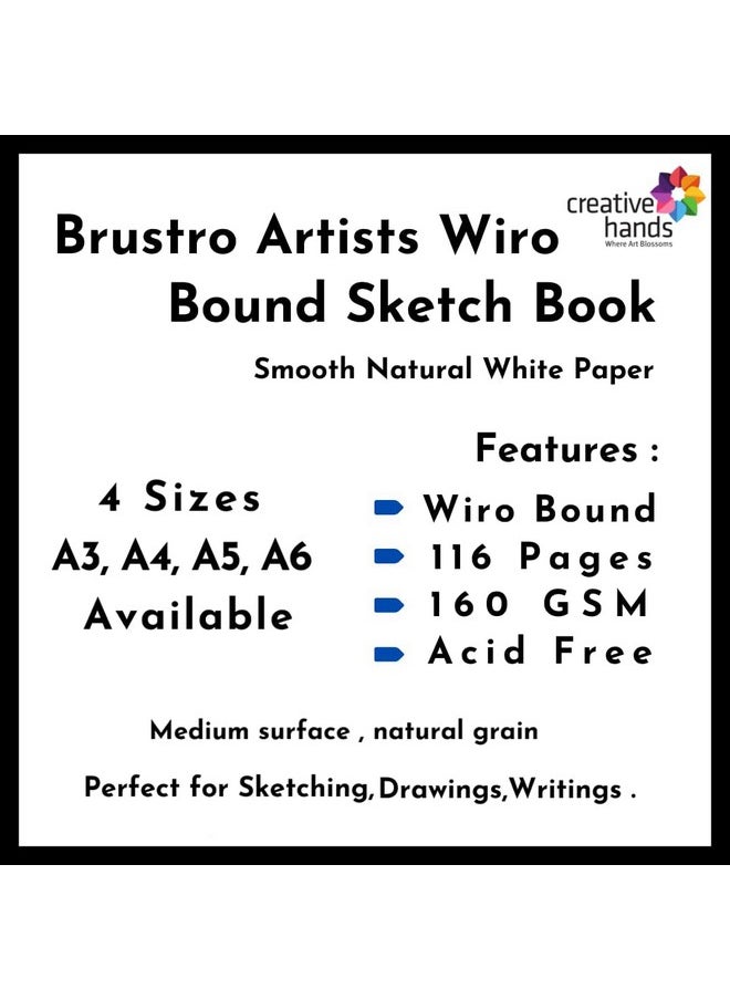 Brustro Artists Sketch Book A6 Size Stitched Bound 156 Pages 90 GSM, and Sketchbook A6 Size WIRO Bound, 116 Pages, 160 GSM (Acid Free)