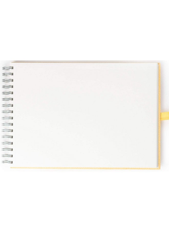 COMMA Abaca - Wire-O Bound Sketchbook with Ribbon Closure - A4 Size (Medium) - 50 Sheets - 160gsm Anti-Ageing, Acid Free, Archival Fine Grain Paper - Micro-Perforations for Easy Tear Off - (Yellow)