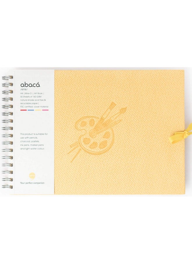 COMMA Abaca - Wire-O Bound Sketchbook with Ribbon Closure - A4 Size (Medium) - 50 Sheets - 160gsm Anti-Ageing, Acid Free, Archival Fine Grain Paper - Micro-Perforations for Easy Tear Off - (Yellow)