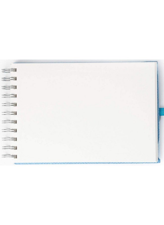 COMMA Abaca - Wire-O Bound Sketchbook with Ribbon Closure - A5 Size - 50 Sheets - 160gsm Anti-Ageing, Acid Free, Archival Grade Fine Grain Paper - Micro-Perforations for Easy Tear Off - (Sky Blue)