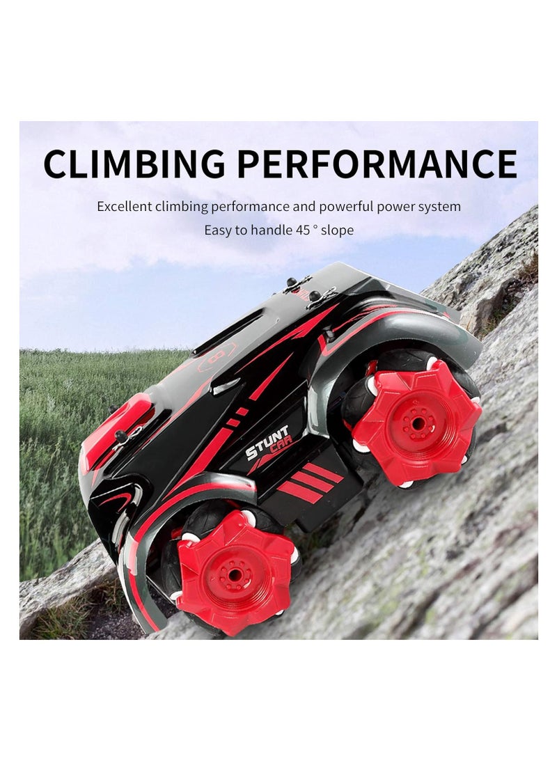 Remote Control Car, RC Stunt Cars High Speed 2.4Ghz with Light and Music Universal Wheel Resistant Materials Gift Toy Car Dynamic Engine Sound for Boy/Girl and Kids, Red