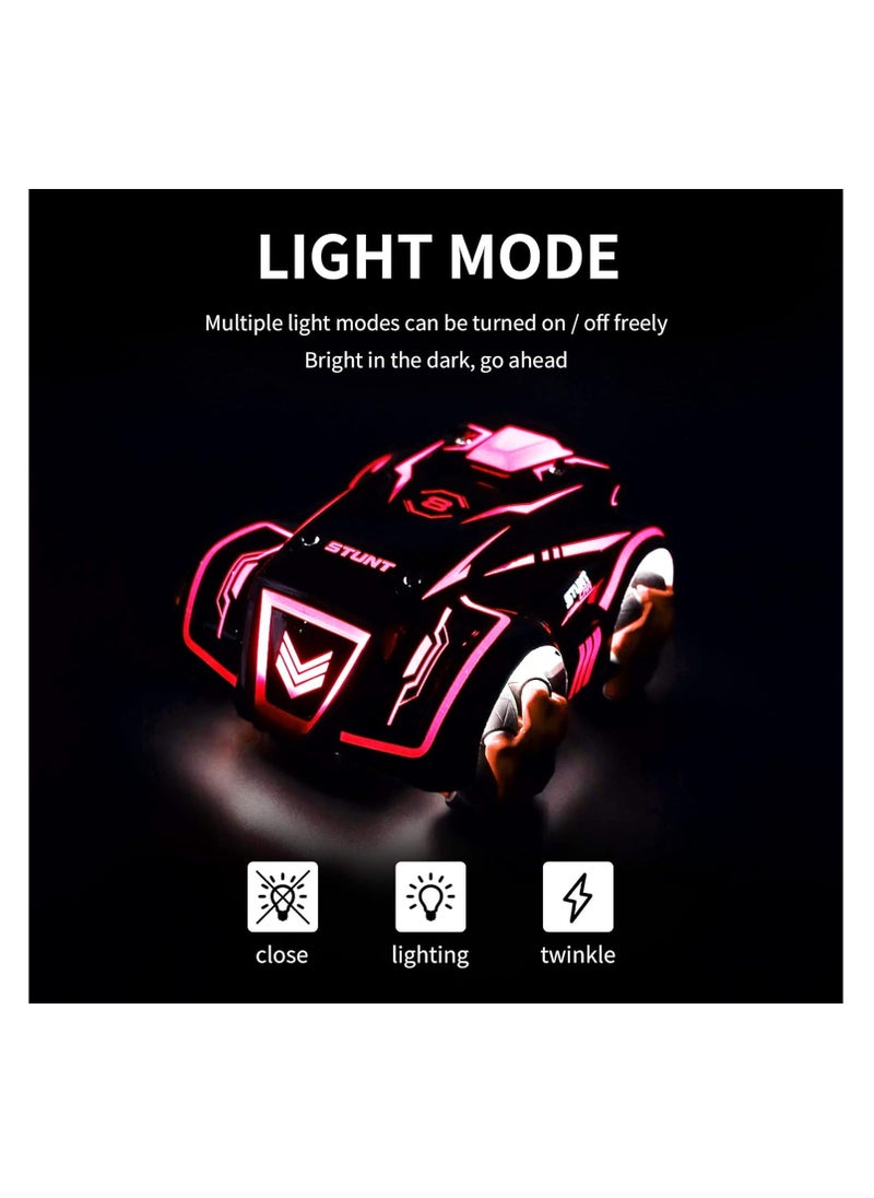 Remote Control Car, RC Stunt Cars High Speed 2.4Ghz with Light and Music Universal Wheel Resistant Materials Gift Toy Car Dynamic Engine Sound for Boy/Girl and Kids, Red