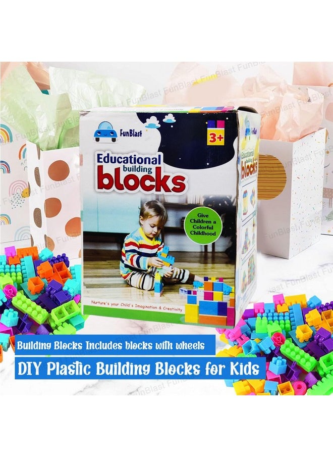 FunBlast DIY Plastic Building Blocks for Kids Puzzle Games for Kids, Toys for Children Educational & Learning Toy for Kids, Girls & Boys - (250+ Blocks with 38 Wheels) Multicolor (250 pieces)