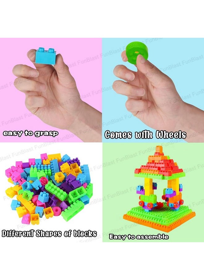 FunBlast DIY Plastic Building Blocks for Kids Puzzle Games for Kids, Toys for Children Educational & Learning Toy for Kids, Girls & Boys - (250+ Blocks with 38 Wheels) Multicolor (250 pieces)