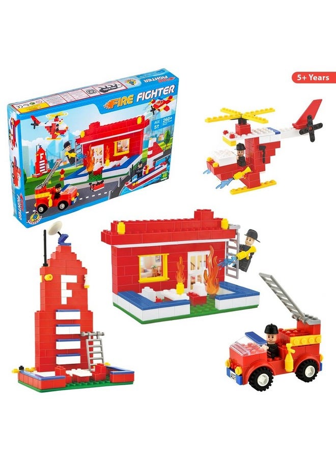 TOYZTREND Maharaja Fire Fighter Building Blocks Construction Set with 260+ Interlocking Pieces for Kids 5+ Years