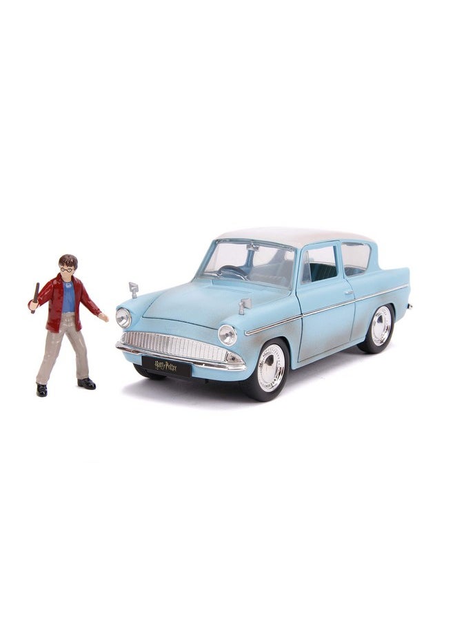 jada toys hollywood rides diecast 1:24 harry potter 1967 ford anglia car with harry potter action figure for kids age 8 years and above- Multi color