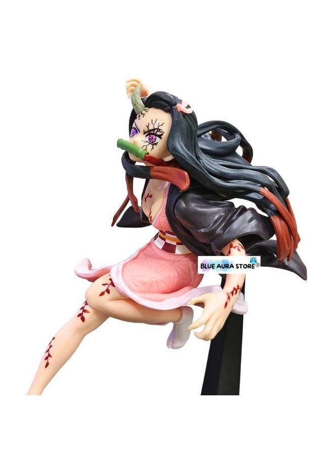 Blue Aura Demon Slayer Nezuko Action Figure Height-19CM Multicolour PVC Anime Action Figures for Fans Collectible | Nezuko Fight Air