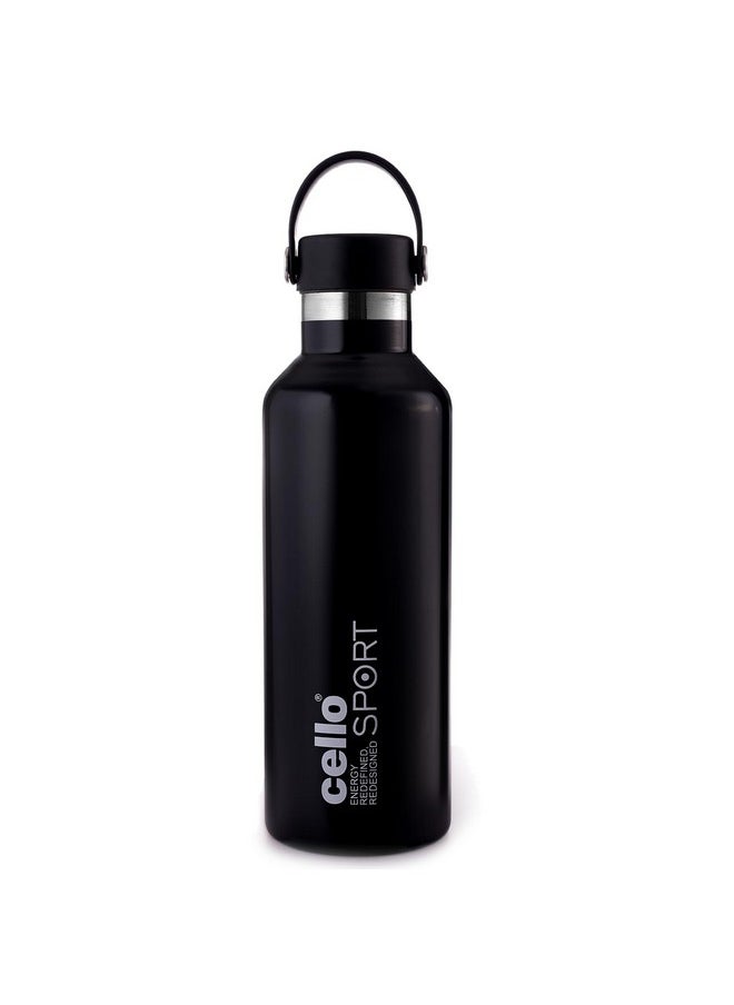Cello Aqua Bliss Thermosteel Insulated Water Bottle, 800ml, Black | 24 Hours Hot & Cold Flask | Leak Proof | Office Bottle | Sports | Home | Kitchen | Hiking | Treking | Travel