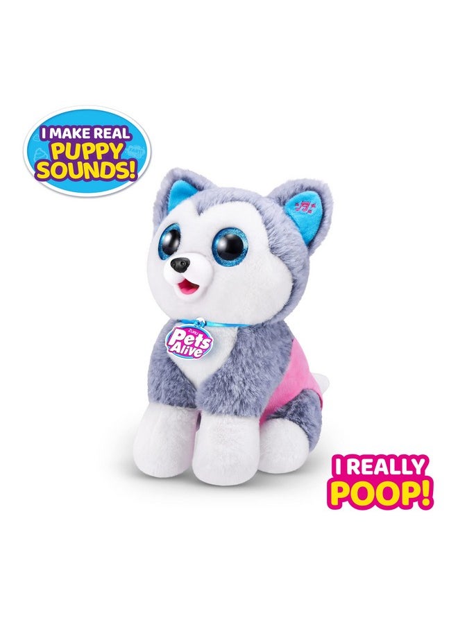 Pets Alive Pooping Puppies (Husky) by ZURU Surprise Puppy Plush, Ultra Soft Plushies, Interactive Toy Pets, Electronic Pet Puppy for Girls and Children