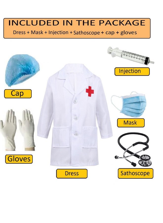 Fancy Steps Doctor and Nurse coat for kids, costume of Nurse and doctor for girls/Boys for birthday gift, school party, (Doctor_set7, 6-7Years)