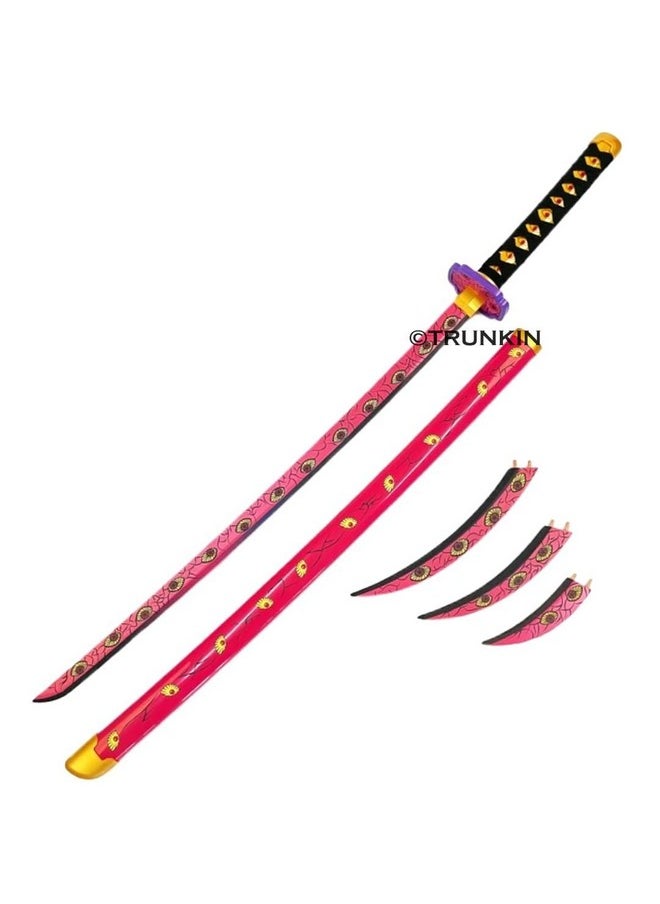 Trunkin 12 Years & More Katana For Cosplay Life Size Replica Wooden Toy Anime Accessory Toy Collectible | Wooden Sword (Kokushibo Nichirin)