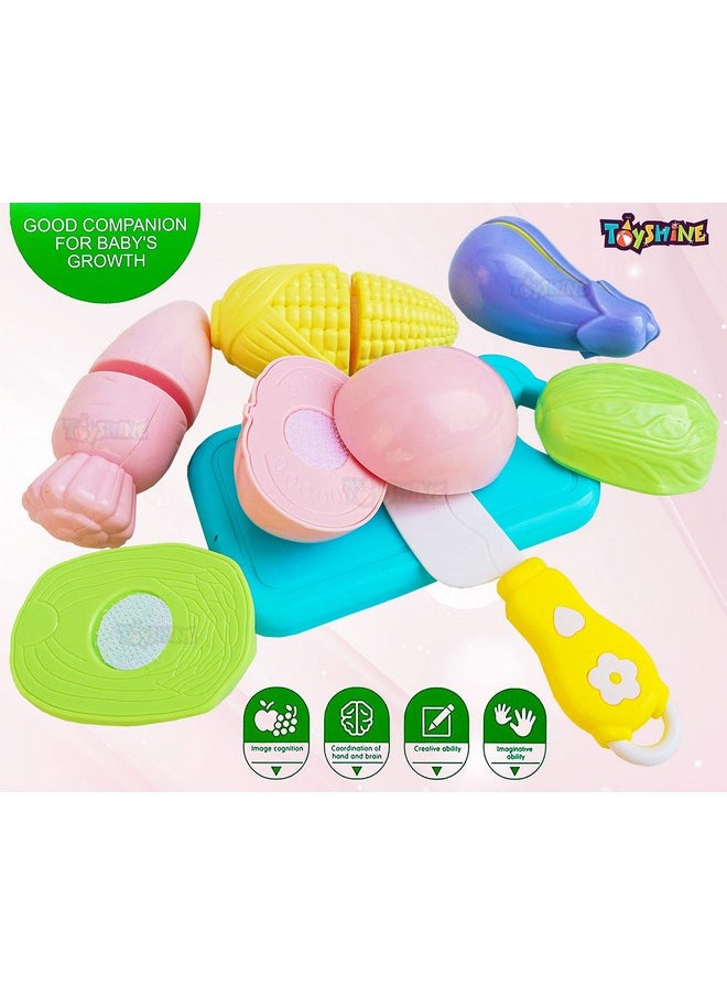 Toyshine Realistic Sliceable 5 Pcs Vegetables Cutting Play Toy Set, Can Be Cut in 2 Parts, Pastel Color