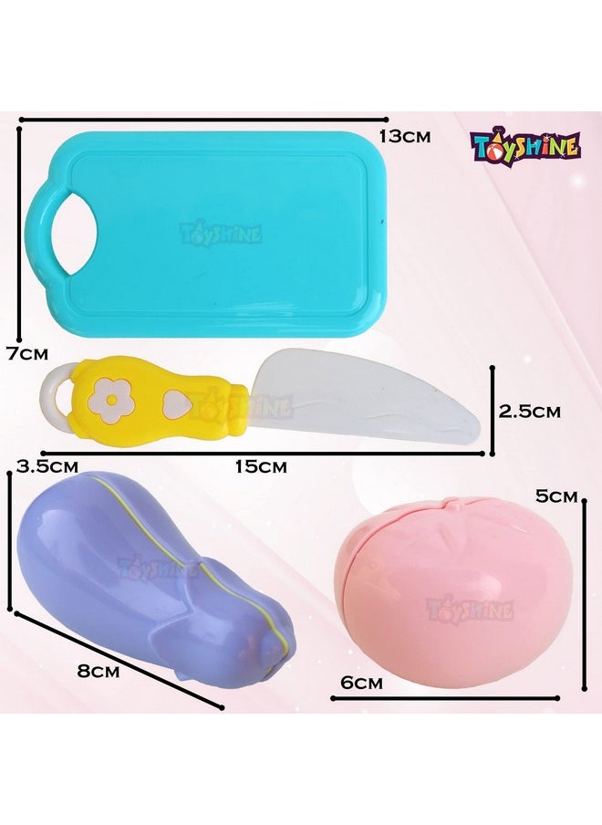 Toyshine Realistic Sliceable 5 Pcs Vegetables Cutting Play Toy Set, Can Be Cut in 2 Parts, Pastel Color