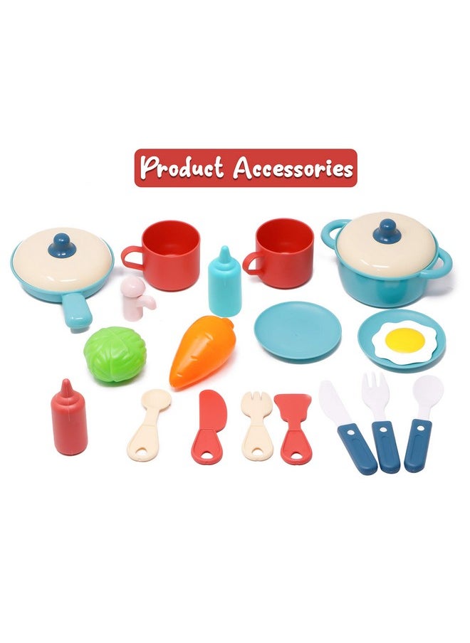 Zest 4 Toyz Plastic Kitchen Set for Kids Girl Pretend to Play 3 in 1 Little Chef's Portable Suitcase Design 19 Pieces