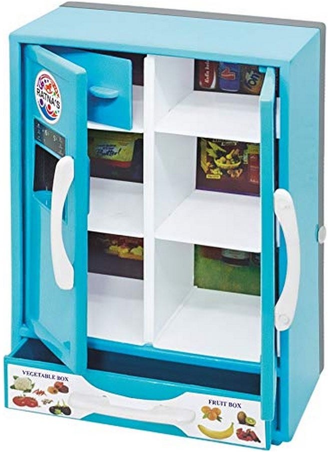 Ratna's Plastic Toy Refrigerator Role Play Household Kitchen Appliance Miniature Toy for Kids, Blue