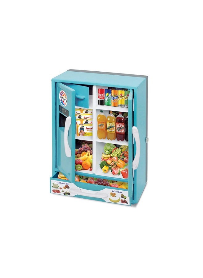 Ratna's Plastic Toy Refrigerator Role Play Household Kitchen Appliance Miniature Toy for Kids, Blue