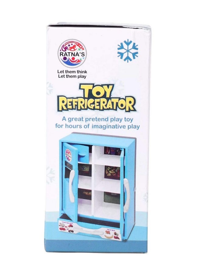Ratna's Plastic Toy Refrigerator Role Play Household Kitchen Appliance Miniature Toy for Kids, Blue