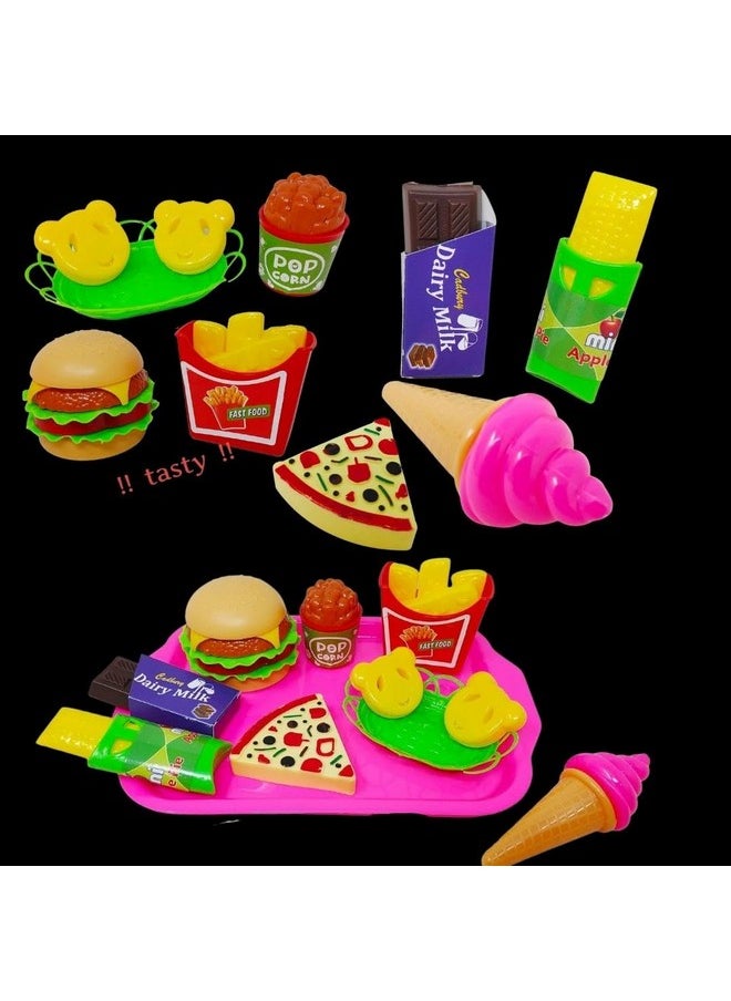 PLUSPOINT The Big Basket Fruit Cutting Toy with Storage Basket Realistic Sliceable Fruits and Vegetable Pretend play kids Set includes( CAKE+PIZZA+FAST FOOD+FRUIT + VEGETABLE+ KITCHEN (The Big Basket)