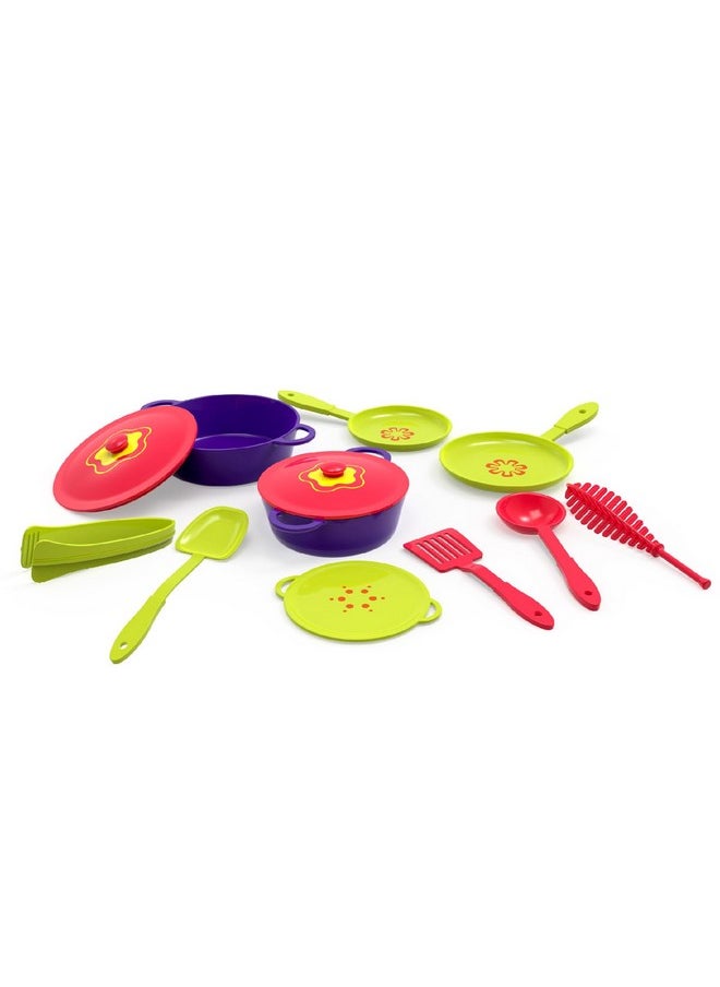 Giggles Funskool Giggles Junior Chef's Playset - Colourful Pretend and Play Cooking Set, Role Play, Toy for Kids, 3 Years and Above, Preshool Toys, 10 Piece Set, Multicolour