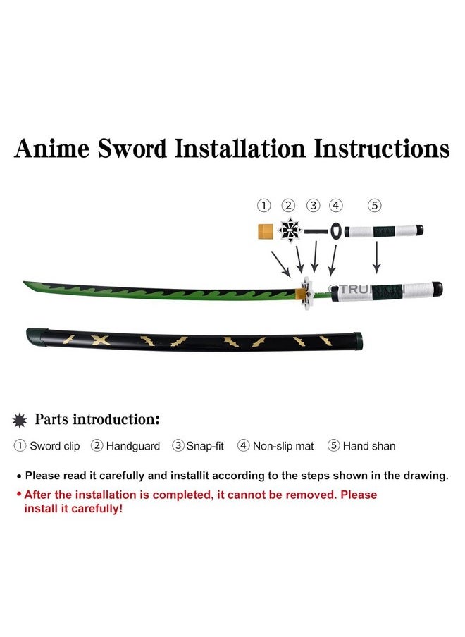 Trunkin 12 Years & More Katana For Cosplay Life Size Replica Wooden Toy Anime Accessory Toy Collectible | Wooden Sword (Sanemi Shinazugawa Cosplay)
