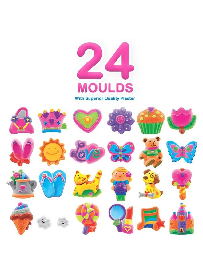 Ratna's Classic Fridge Magnets Mould & Paint Senior DIY Kit - Create 24 Adorable Plaster Fridge Magnets & Badges - Fun Craft Activity for Kids & Adults