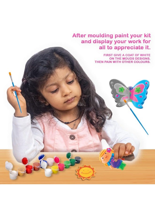 Ratna's Classic Fridge Magnets Mould & Paint Senior DIY Kit - Create 24 Adorable Plaster Fridge Magnets & Badges - Fun Craft Activity for Kids & Adults