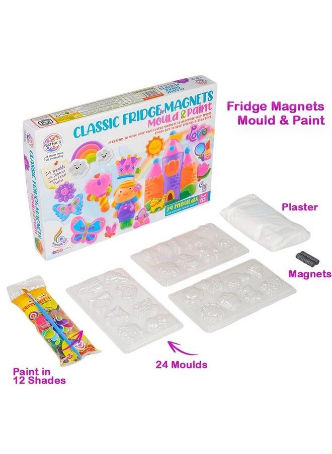 Ratna's Classic Fridge Magnets Mould & Paint Senior DIY Kit - Create 24 Adorable Plaster Fridge Magnets & Badges - Fun Craft Activity for Kids & Adults