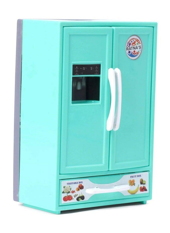 Ratna's Plastic Toy Refrigerator Role Play Household Kitchen Appliance Miniature Toy for Kids, Green