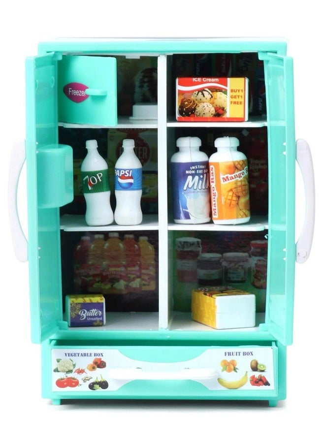 Ratna's Plastic Toy Refrigerator Role Play Household Kitchen Appliance Miniature Toy for Kids, Green