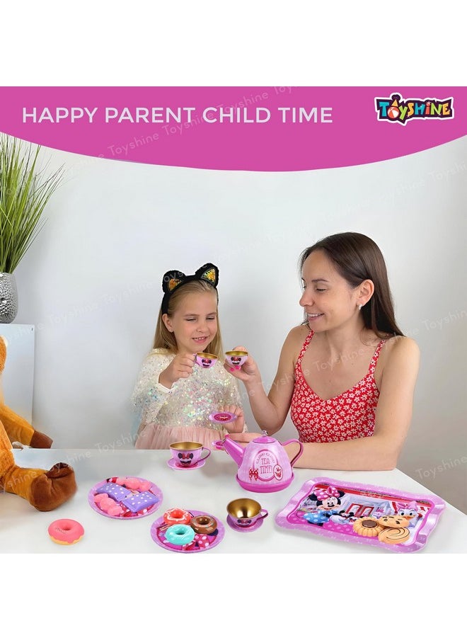 Toyshine 14 Pcs Stainless Steel Kitchen Set Tea Party Pretend Play Fun Learning Playset Toy for Kids 3+, Model E
