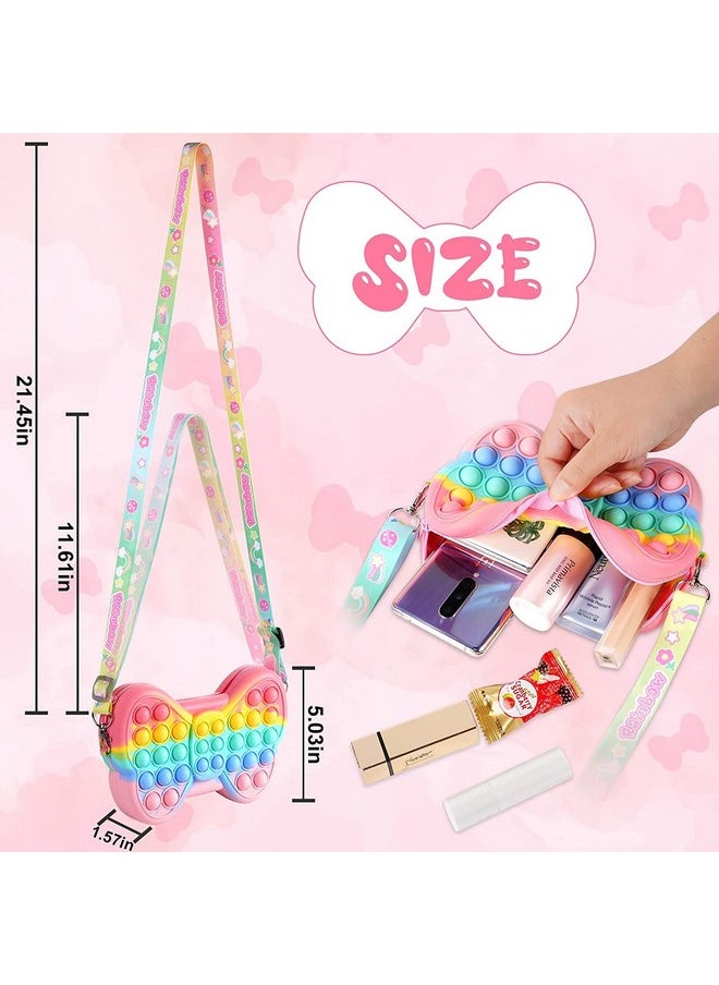 Party Propz Pop It Bag for Girls - Rainbow Butterfly Pop It Pouch | Silicone Popit Bag for Girls, Women, Kids | Return Gift for Kids | Cross Body Sling Bag Purse for Girls Kids | Kids Purse for Girls