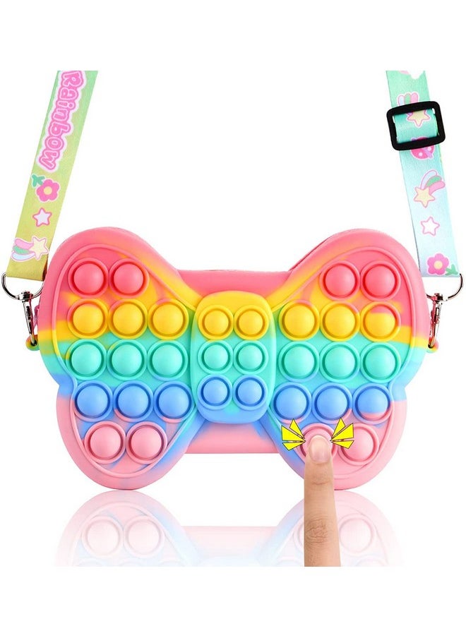 Party Propz Pop It Bag for Girls - Rainbow Butterfly Pop It Pouch | Silicone Popit Bag for Girls, Women, Kids | Return Gift for Kids | Cross Body Sling Bag Purse for Girls Kids | Kids Purse for Girls