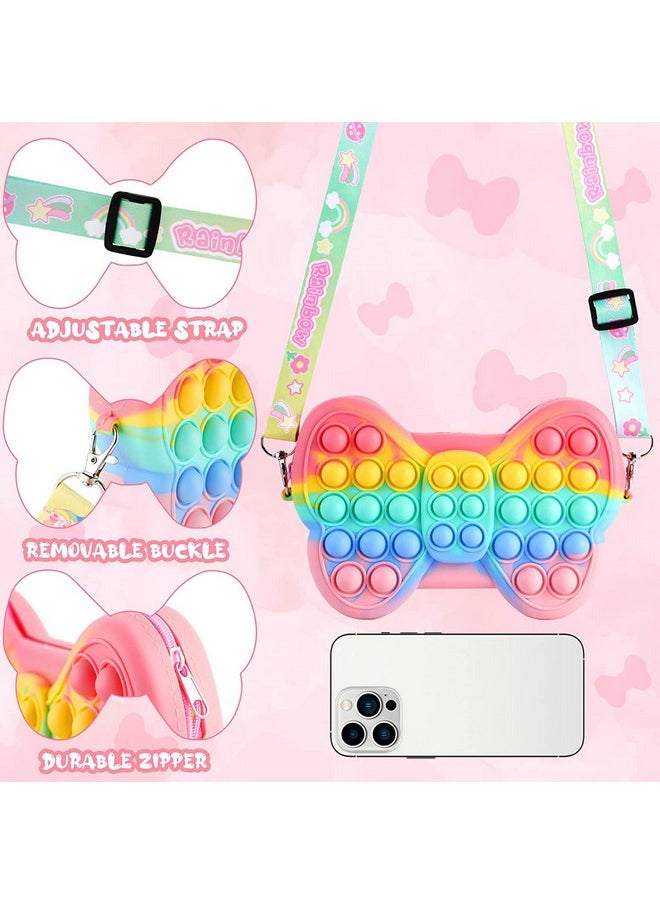 Party Propz Pop It Bag for Girls - Rainbow Butterfly Pop It Pouch | Silicone Popit Bag for Girls, Women, Kids | Return Gift for Kids | Cross Body Sling Bag Purse for Girls Kids | Kids Purse for Girls