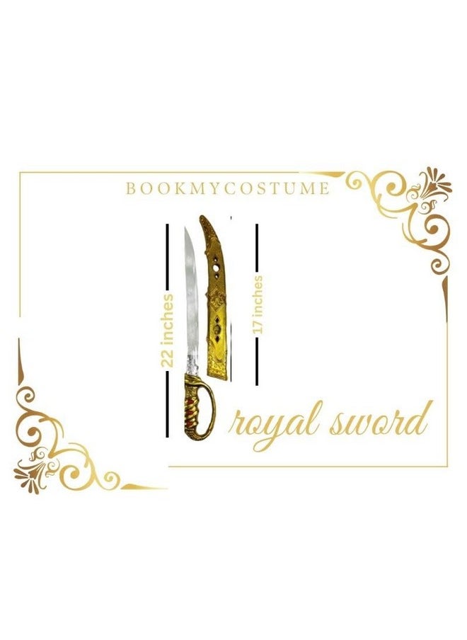 Bookmycostume Royal Sword Plastic Toy Fancy Dress Costume Accessories For Kids & Adults - Silver/Golden