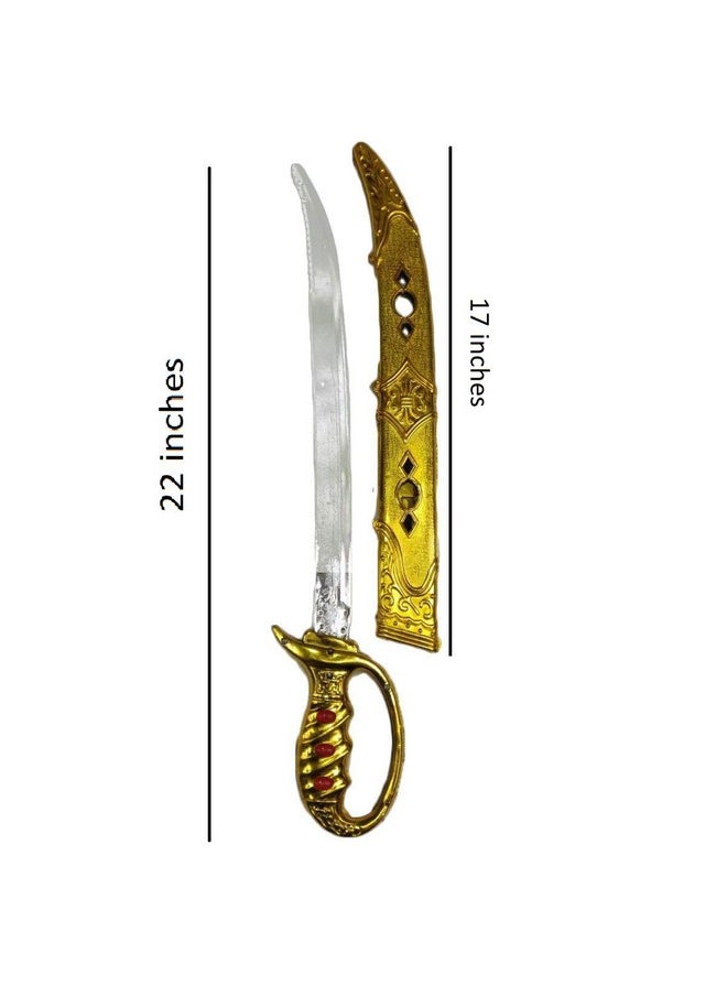 Bookmycostume Royal Sword Plastic Toy Fancy Dress Costume Accessories For Kids & Adults - Silver/Golden