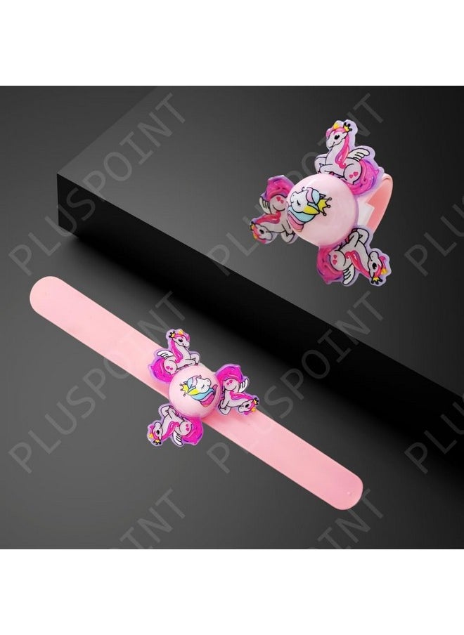 PLUSPOINT Unicorn Wrist Band for Girls 2 pack yellow and pink Slap Band Cute Cartoon Bracelet Wrist Band with LED Light Up, Great Birthday Gift Toys for Kids Return Gift for Kids
