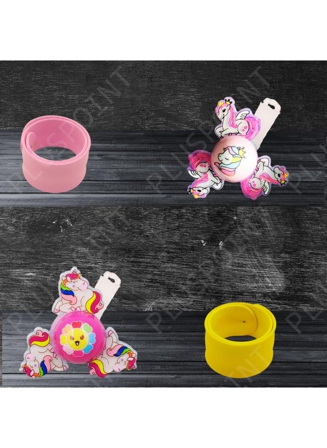 PLUSPOINT Unicorn Wrist Band for Girls 2 pack yellow and pink Slap Band Cute Cartoon Bracelet Wrist Band with LED Light Up, Great Birthday Gift Toys for Kids Return Gift for Kids