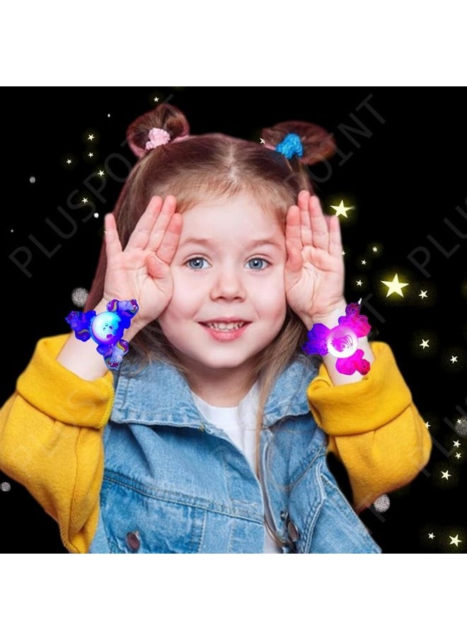 PLUSPOINT Unicorn Wrist Band for Girls 2 pack yellow and pink Slap Band Cute Cartoon Bracelet Wrist Band with LED Light Up, Great Birthday Gift Toys for Kids Return Gift for Kids