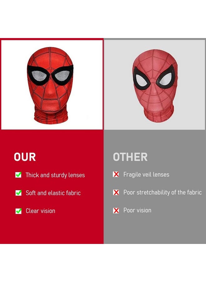 FANCYKU® 3D Spider-Man Mask, Spiderman Masks Spider Man Cosplay Costumes Superhero Lenses, Superhero Costume Mask for Adult Kids, Role Play Superhero Masks for Halloween Masquerade Cosplay (Red)