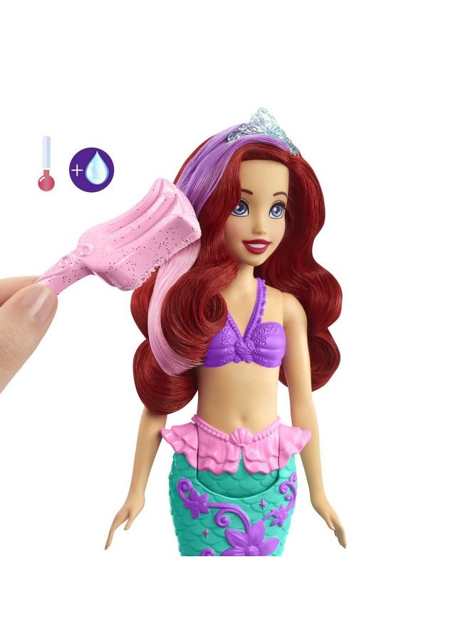 Disney Mattel Princess Toys, Ariel Mermaid Doll with Color-Change Hair and Tail, Color Splash Water Toy Inspired by The Movie