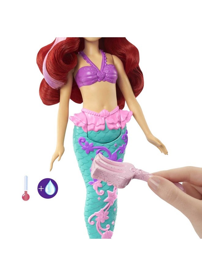 Disney Mattel Princess Toys, Ariel Mermaid Doll with Color-Change Hair and Tail, Color Splash Water Toy Inspired by The Movie