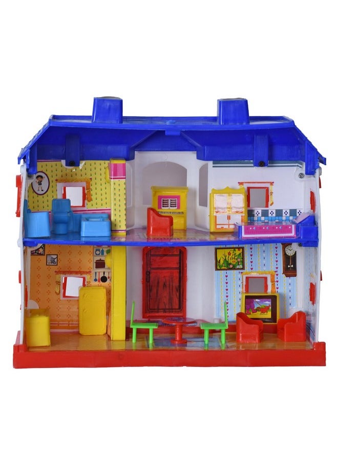 BabyGo Small Doll House Set for Both Girls and Boys Kids, with Complete Furniture Household Set, 100% Non-Toxic BPA Free Plastic , Funny House Play Set 24 pcs (Multicolor)