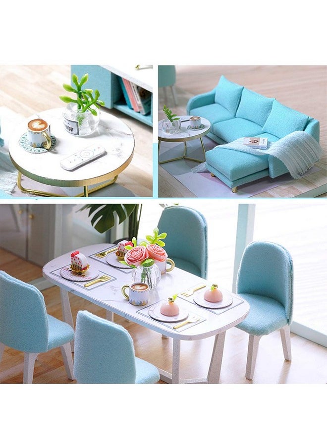 Fsolis DIY Dollhouse Miniature Kit with Furniture, 3D Wooden Miniature House with Dust Cover and Music Movement, Miniature Dolls House kit (L28)