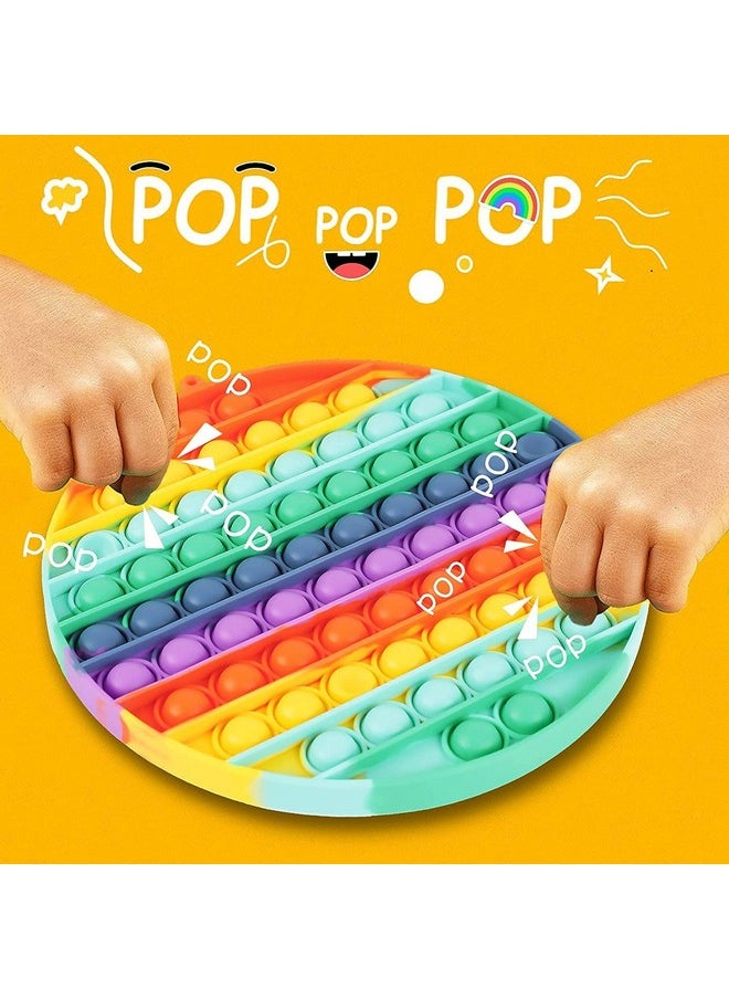 Swastikart - Rubber Popet Lover Push Pop Bubble Fidget Toy Set ,Silicon Pop It, for Autism Special Needs Toys , Family and Friends (78 Bubbles Big Round Rainbow)