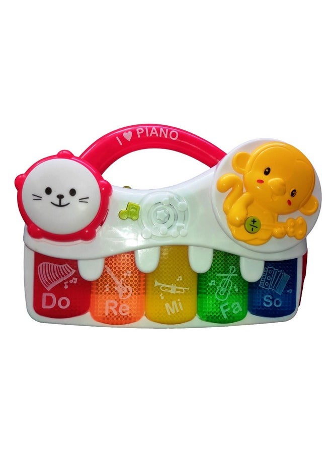 BabyGo 5 Keys 3 Modes Music Mini Piano Toy for Kids and Toddlers Flashing Lights & Sound Music (Multicolor)