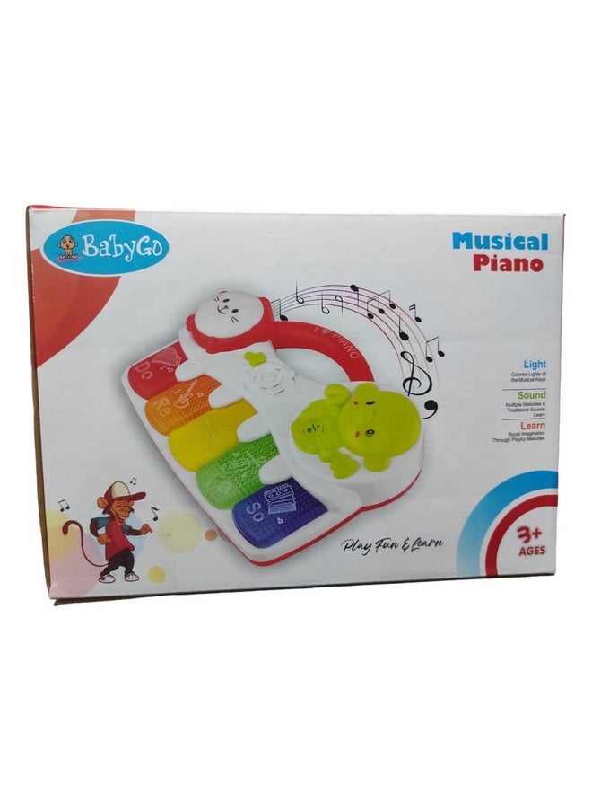 BabyGo 5 Keys 3 Modes Music Mini Piano Toy for Kids and Toddlers Flashing Lights & Sound Music (Multicolor)