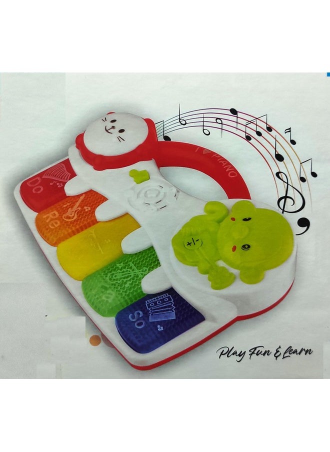 BabyGo 5 Keys 3 Modes Music Mini Piano Toy for Kids and Toddlers Flashing Lights & Sound Music (Multicolor)