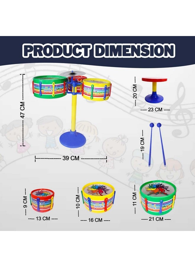 AASA Kids Drum Set Musical Toys for Toddlers 2-8 Years Jazz Drum Set Birthday Gift for Kids Multicolor Set of 1 Piece
