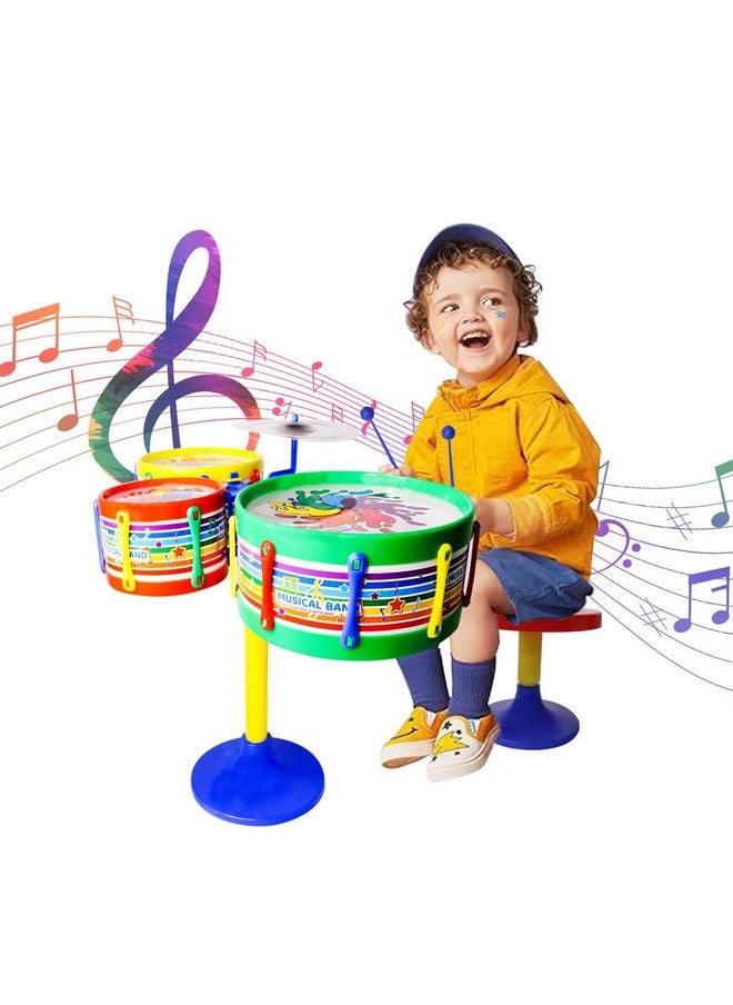 AASA Kids Drum Set Musical Toys for Toddlers 2-8 Years Jazz Drum Set Birthday Gift for Kids Multicolor Set of 1 Piece
