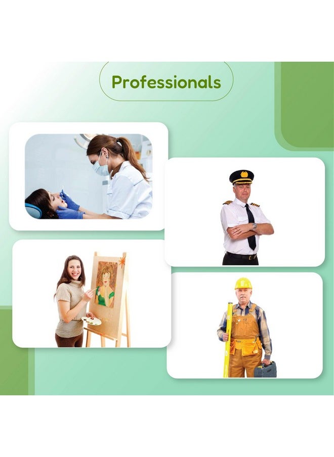 My First Professionals Flash Cards for Toddlers, 24 Cards, 48 Sides, Montessori, Educational, Kindergarten, Preschool Learning Activities, Gifts for Kids, 1-4 Years Babies, Educational Flashcards